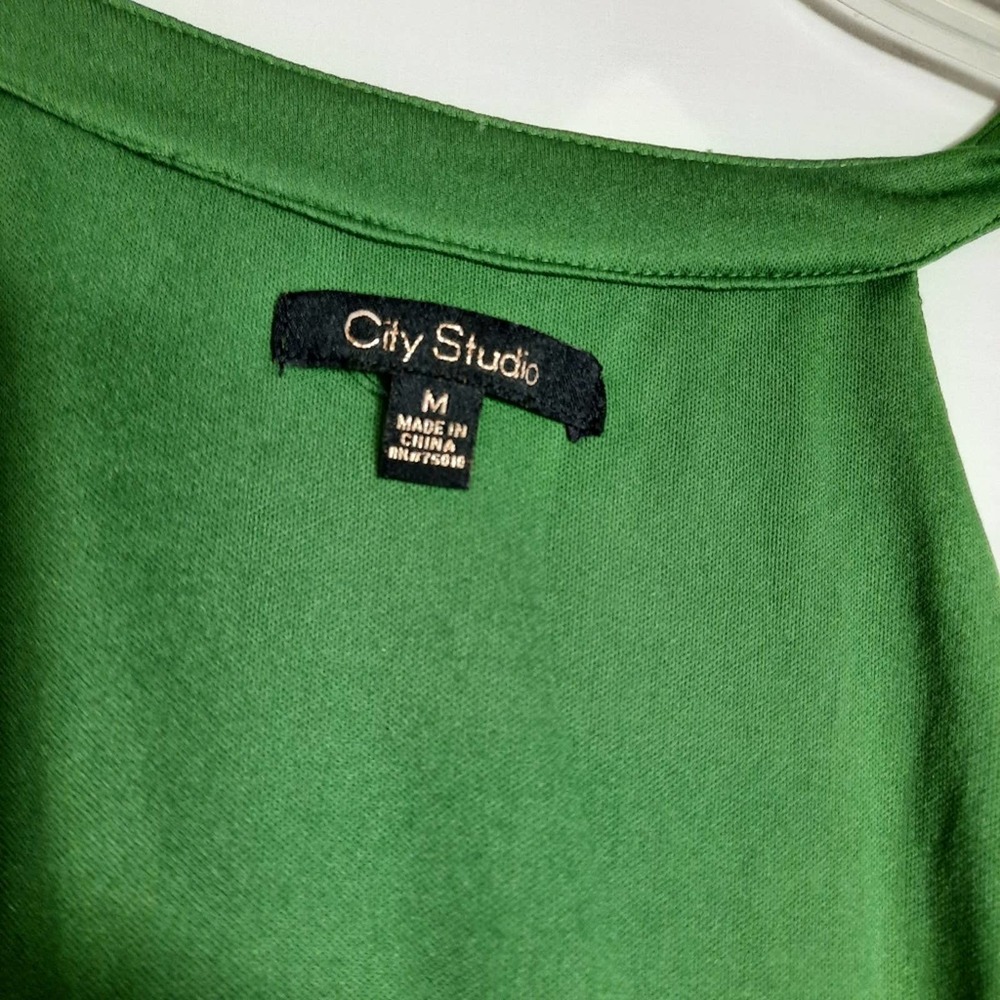 City Studio Women Juniors Medium Wrap Dress Green - Picture 8 of 9